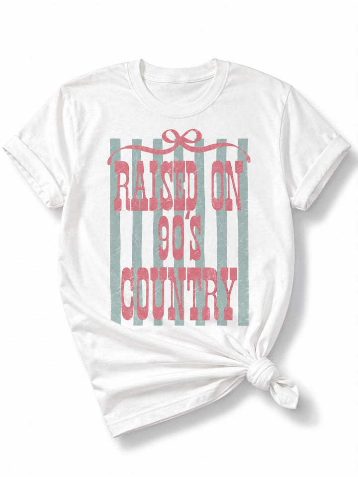 Plus/Reg Short Sleeve "Raised On 90's Country" Graphic Tee - Freckled Poppy