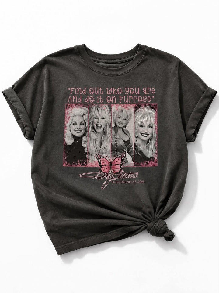 Plus/Reg Short Sleeve "Do it on Purpose" Dolly Graphic Tee - Freckled Poppy