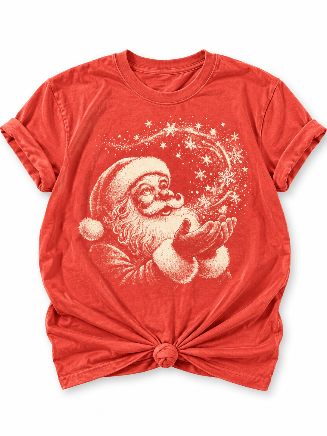 Plus/Reg Short Sleeve Magical Santa Christmas Graphic Tee - Freckled Poppy