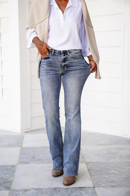 Judy Blue Holy Grail 2.0 Light Wash Mid Rise Bootcut - Freckled Poppy
