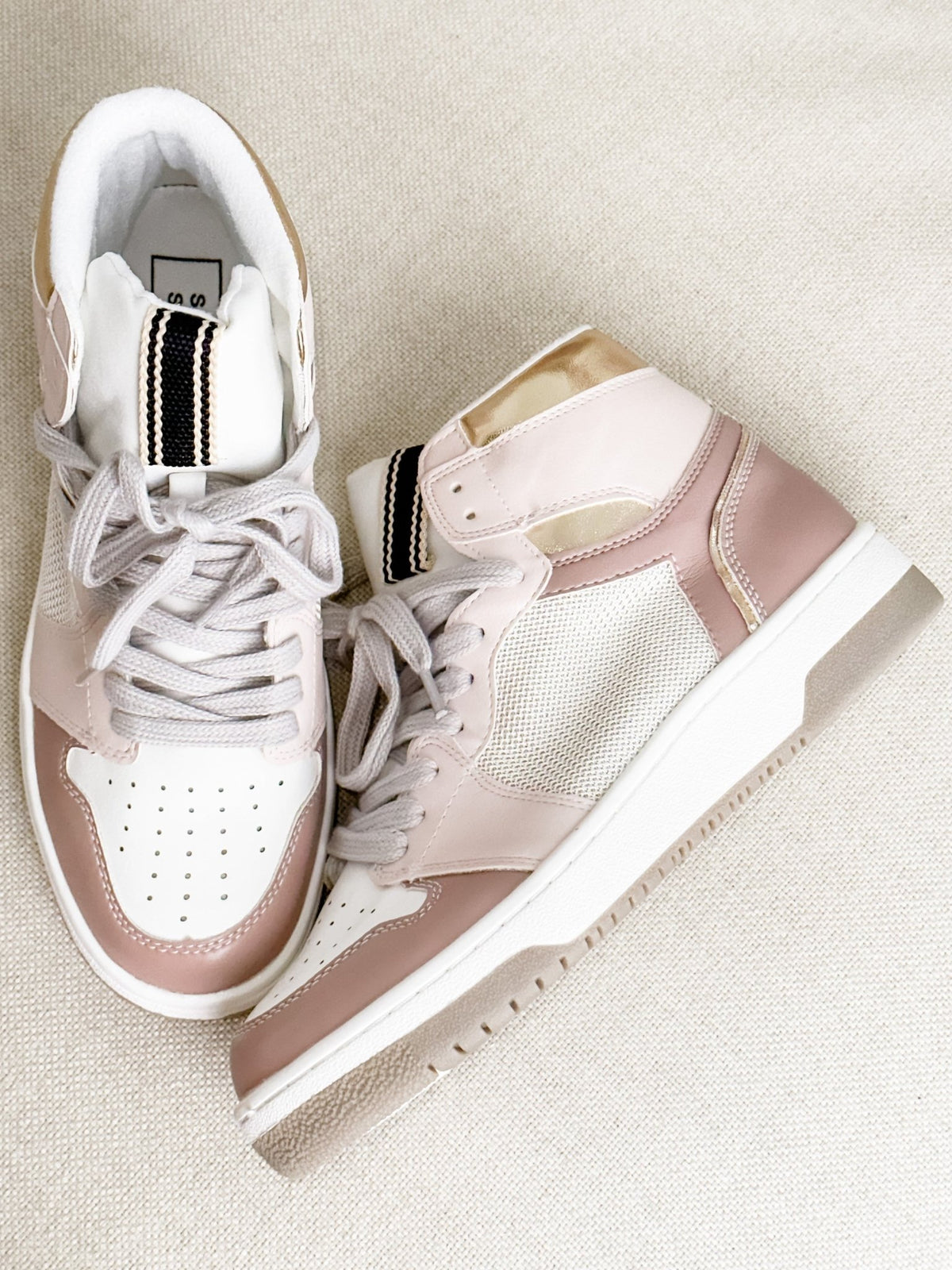 Shu Shop High Top Sneaker with Gold Trim Detail - Freckled Poppy