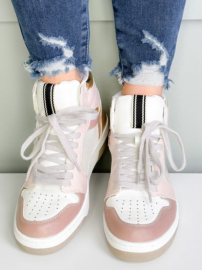 Shu Shop High Top Sneaker with Gold Trim Detail - Freckled Poppy