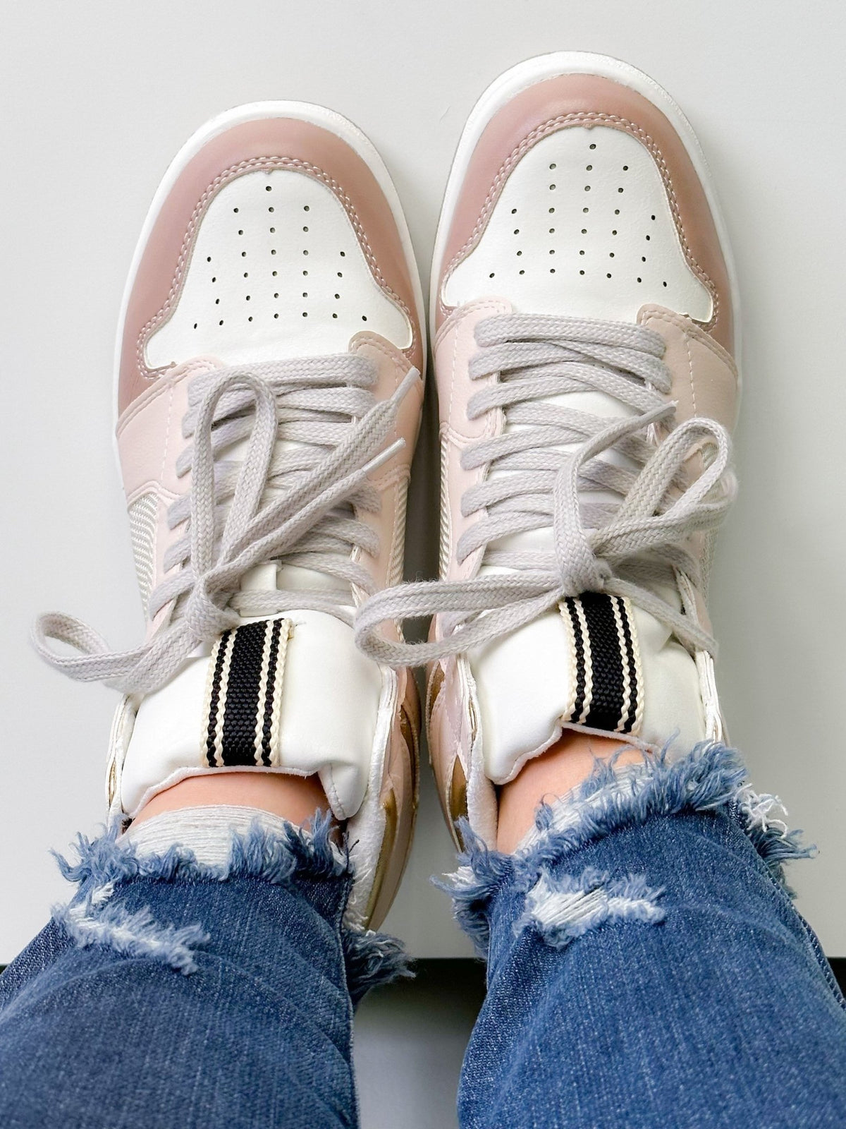 Shu Shop High Top Sneaker with Gold Trim Detail - Freckled Poppy