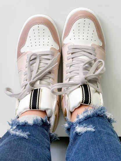 Shu Shop High Top Sneaker with Gold Trim Detail - Freckled Poppy