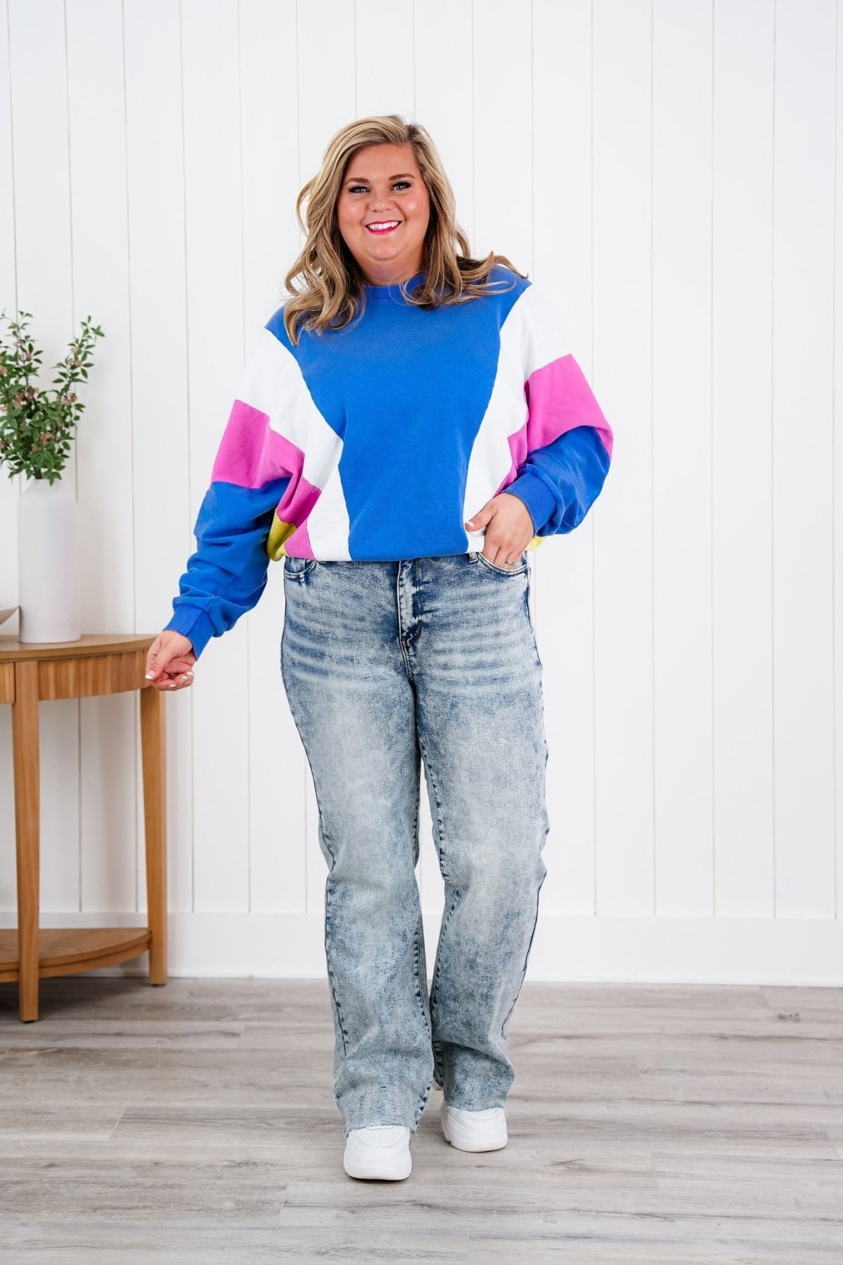 Judy Blue Bad Blood High Rise Light Mineral Wash Raw Hem Wide Leg Jeans - Freckled Poppy