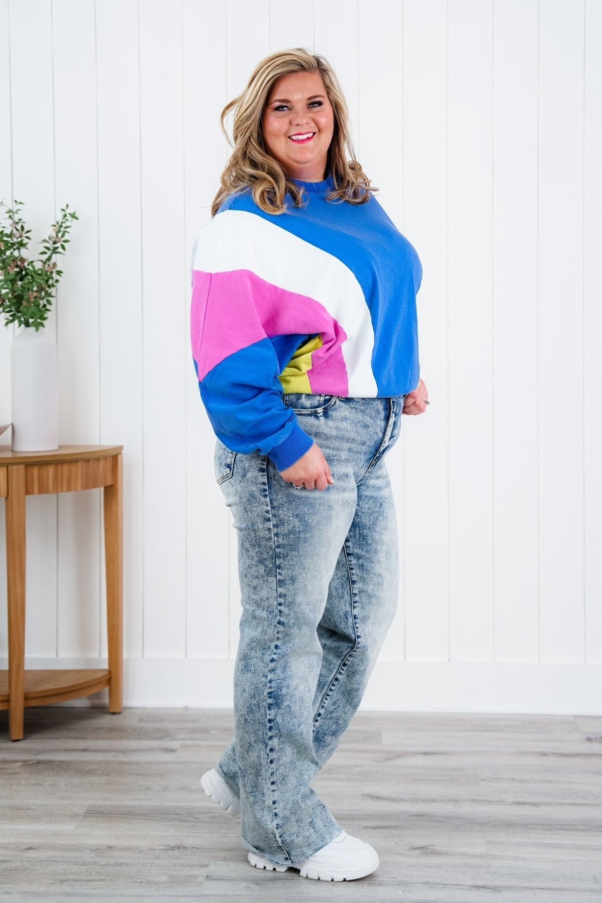 Judy Blue Bad Blood High Rise Light Mineral Wash Raw Hem Wide Leg Jeans - Freckled Poppy